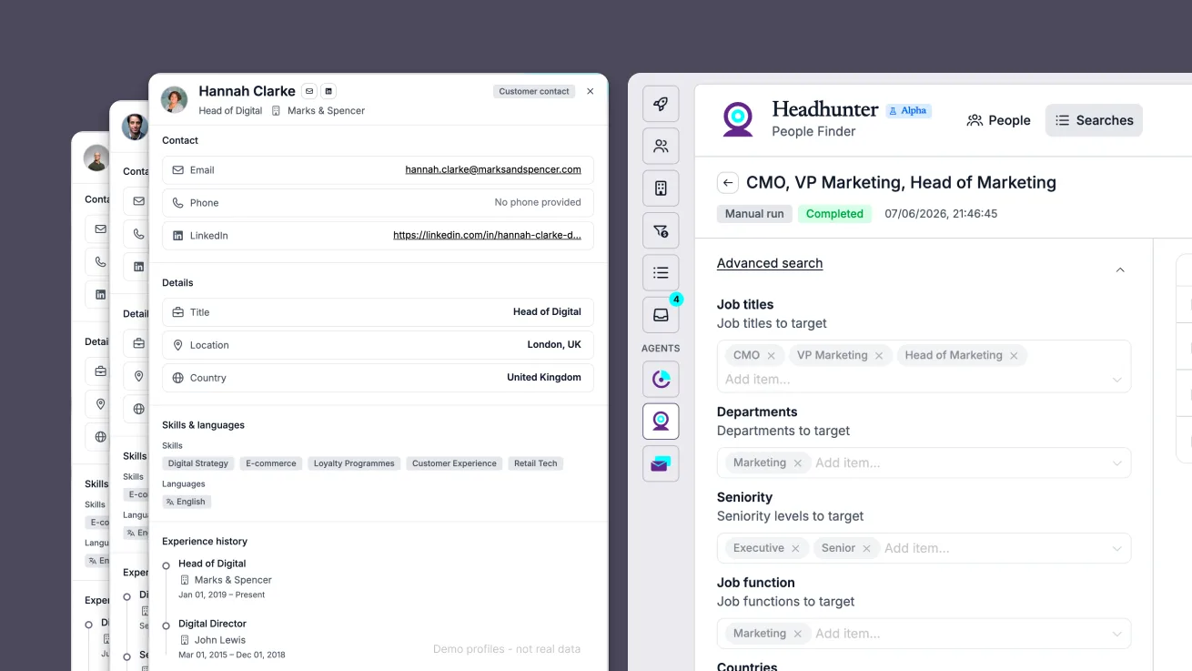 Headhunter in the AgencyCore platform